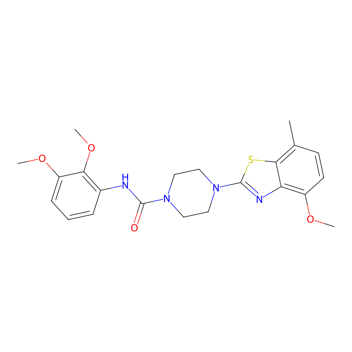 N-(2,3-dimethoxyphenyl)-4-(4-methoxy-7-methylbenzo[d]thiazol-2-yl)piperazine-1-carboxamide molecular structure, CAS 1203211-19-1