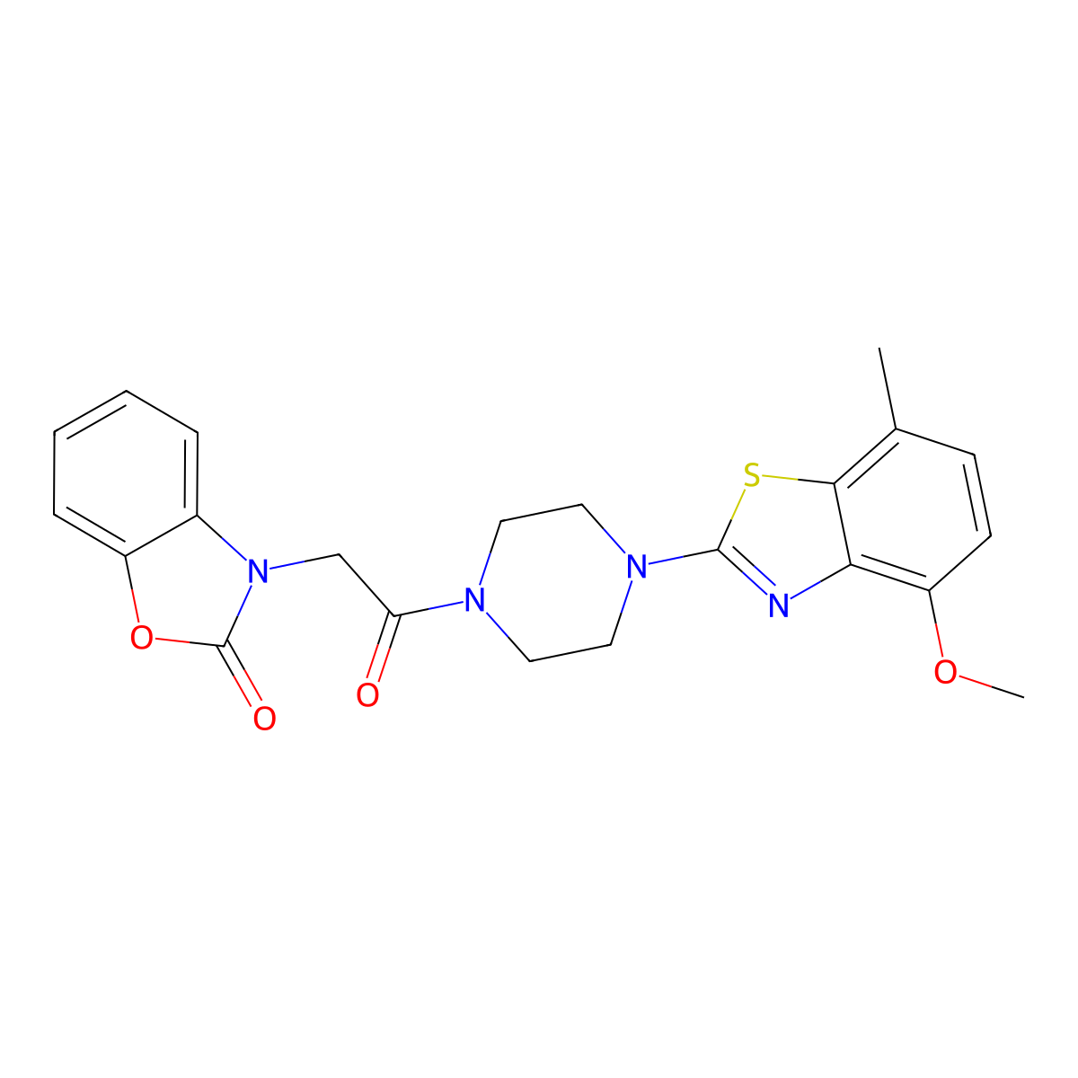 3-(2-(4-(4-methoxy-7-methylbenzo[d]thiazol-2-yl)piperazin-1-yl)-2-oxoethyl)benzo[d]oxazol-2(3H)-one molecular structure, CAS 1203211-59-9
