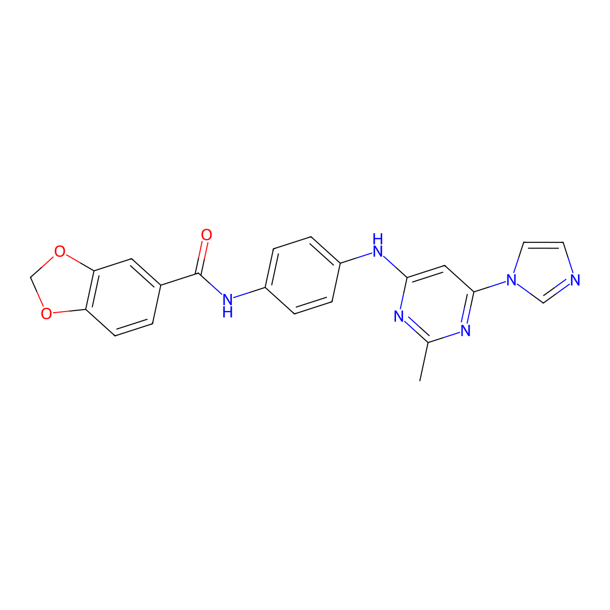 N-(4-((6-(1H-imidazol-1-yl)-2-methylpyrimidin-4-yl)amino)phenyl)benzo[d][1,3]dioxole-5-carboxamide molecular structure, CAS 1203211-73-7