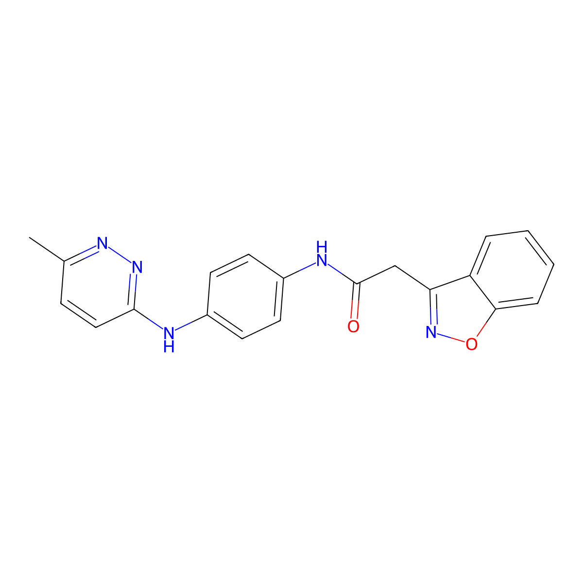 2-(benzo[d]isoxazol-3-yl)-N-(4-((6-methylpyridazin-3-yl)amino)phenyl)acetamide molecular structure, CAS 1203211-87-3