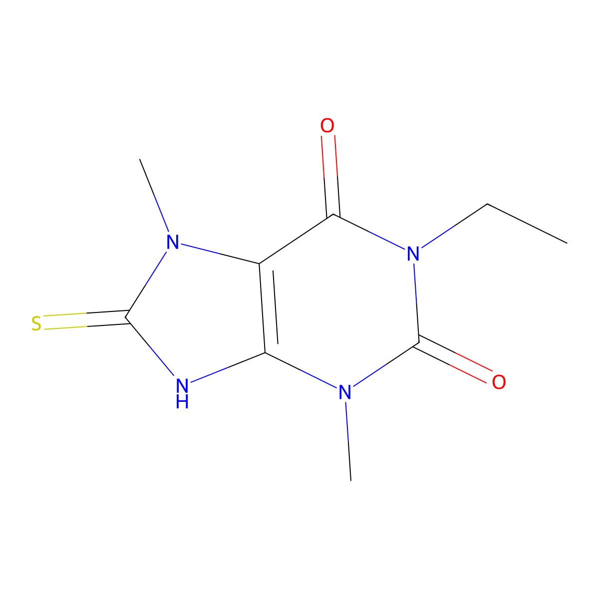1-ethyl-8-mercapto-3,7-dimethyl-1H-purine-2,6(3H,7H)-dione molecular structure, CAS 1203212-36-5