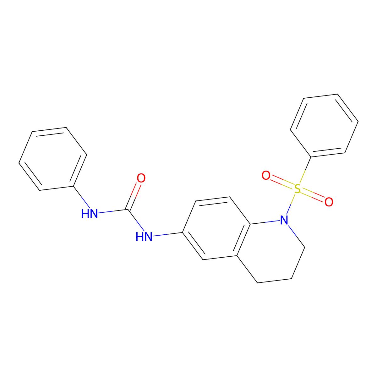 1-Phenyl-3-(1-(phenylsulfonyl)-1,2,3,4-tetrahydroquinolin-6-yl)urea molecular structure, CAS 1203212-49-0