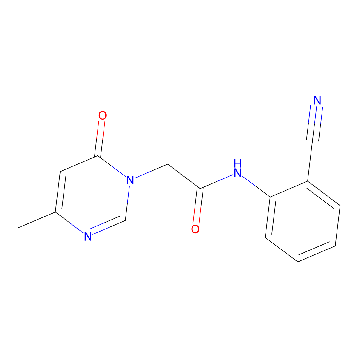 N-(2-cyanophenyl)-2-(4-methyl-6-oxopyrimidin-1(6H)-yl)acetamide molecular structure, CAS 1203213-25-5