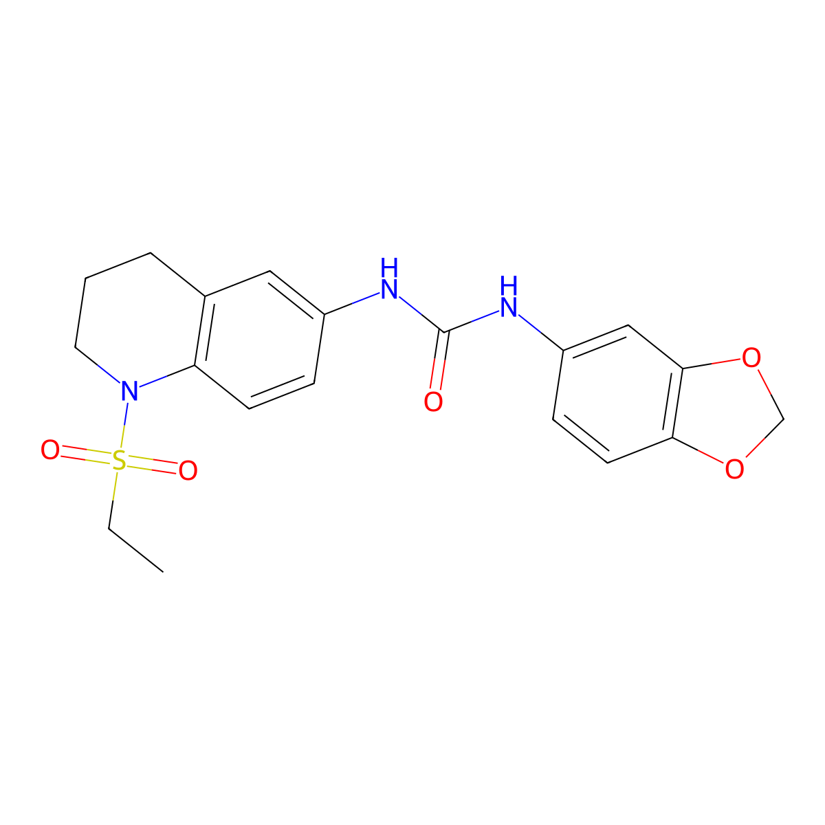 1-(Benzo[d][1,3]dioxol-5-yl)-3-(1-(ethylsulfonyl)-1,2,3,4-tetrahydroquinolin-6-yl)urea molecular structure, CAS 1203213-28-8