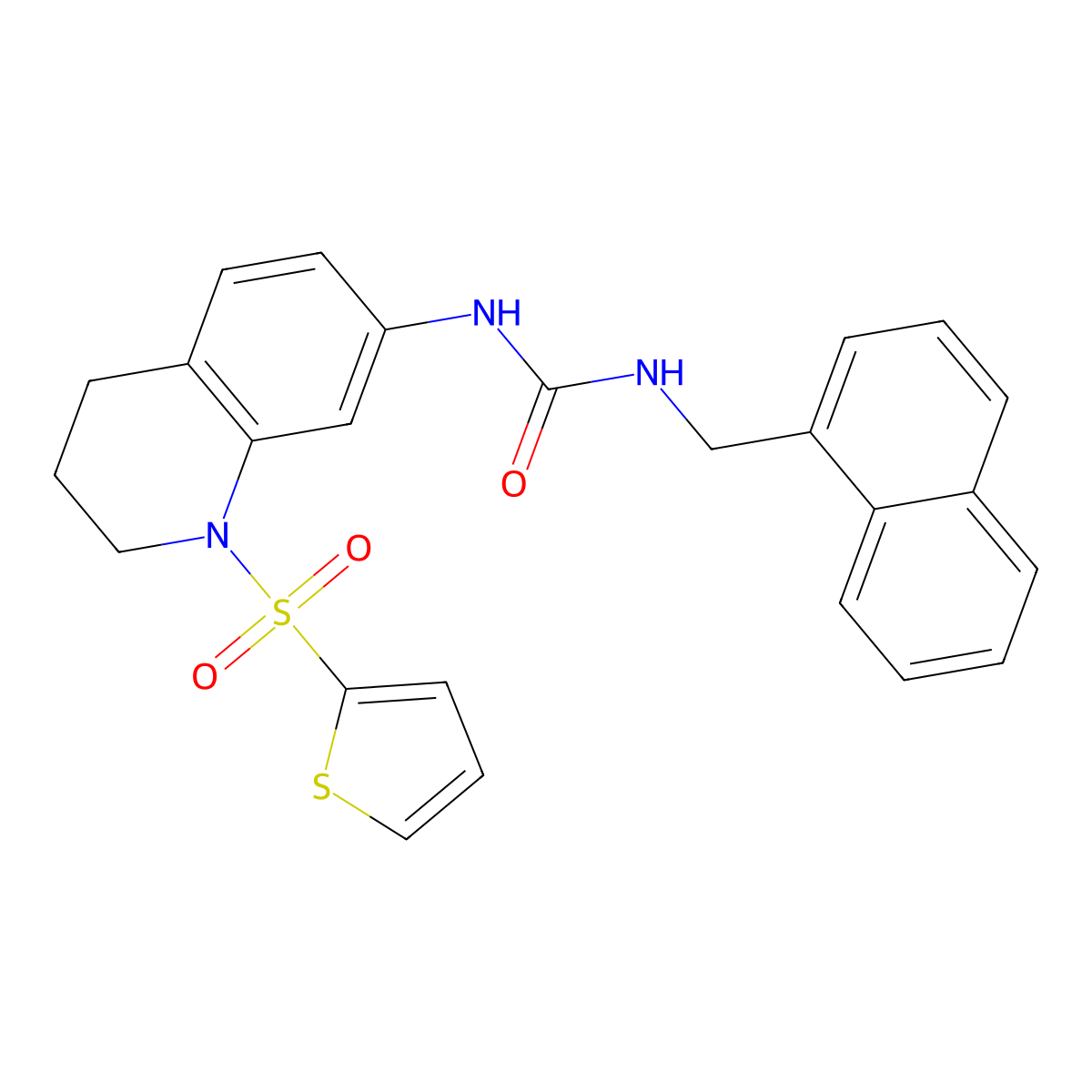 1-(Naphthalen-1-ylmethyl)-3-(1-(thiophen-2-ylsulfonyl)-1,2,3,4-tetrahydroquinolin-7-yl)urea molecular structure, CAS 1203213-46-0