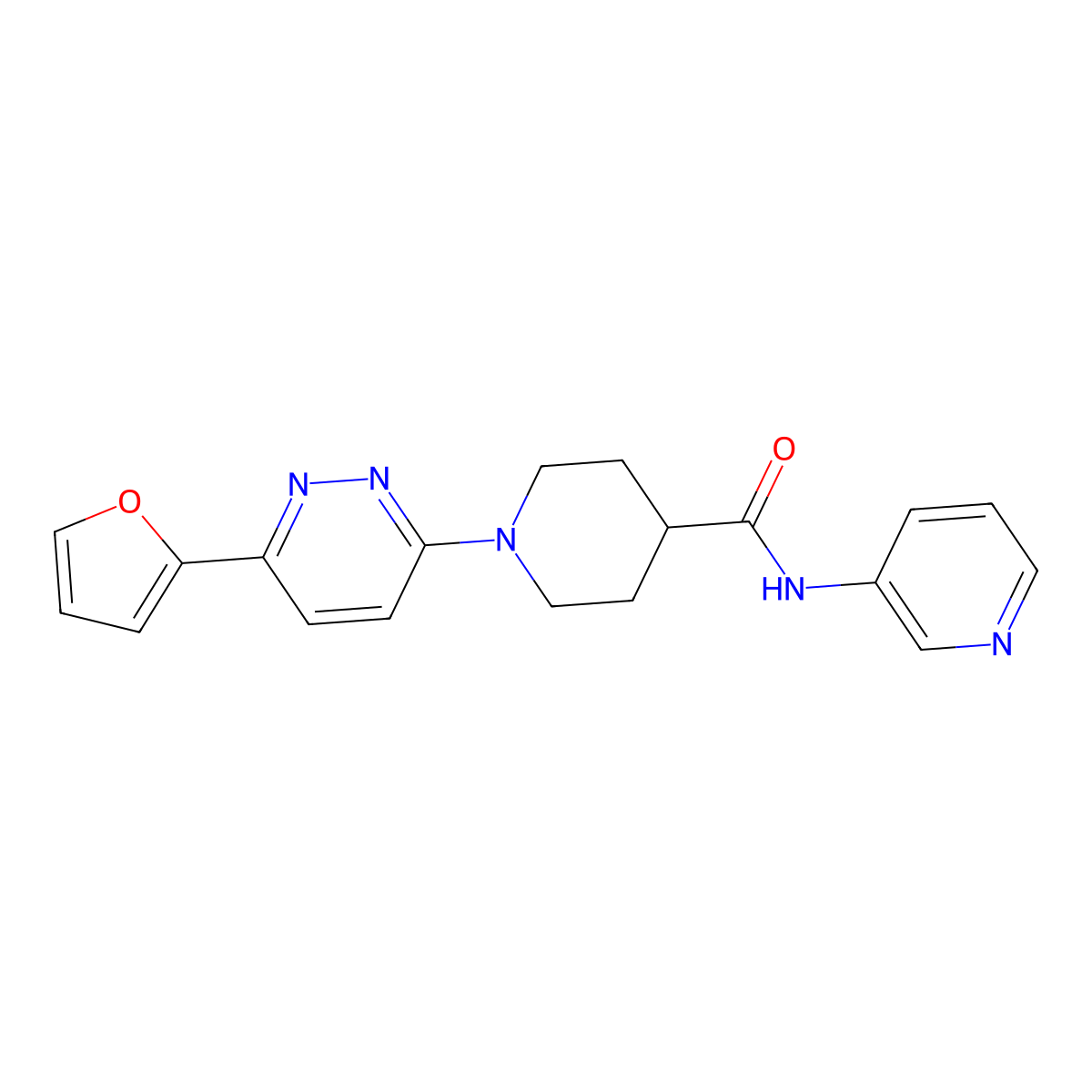 1-[6-(furan-2-yl)pyridazin-3-yl]-N-(pyridin-3-yl)piperidine-4-carboxamide molecular structure, CAS 1203213-76-6