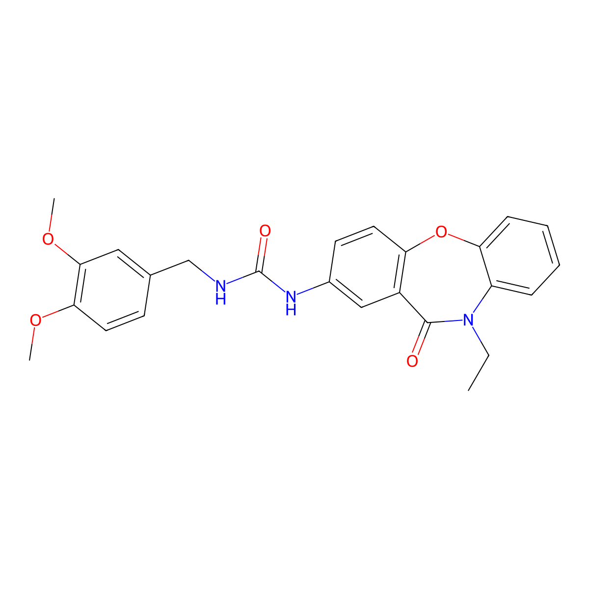 1-[(3,4-Dimethoxyphenyl)methyl]-3-{9-ethyl-10-oxo-2-oxa-9-azatricyclo[9.4.0.0^{3,8}]pentadeca-1(11),3(8),4,6,12,14-hexaen-13-yl}urea molecular structure, CAS 1203214-41-8