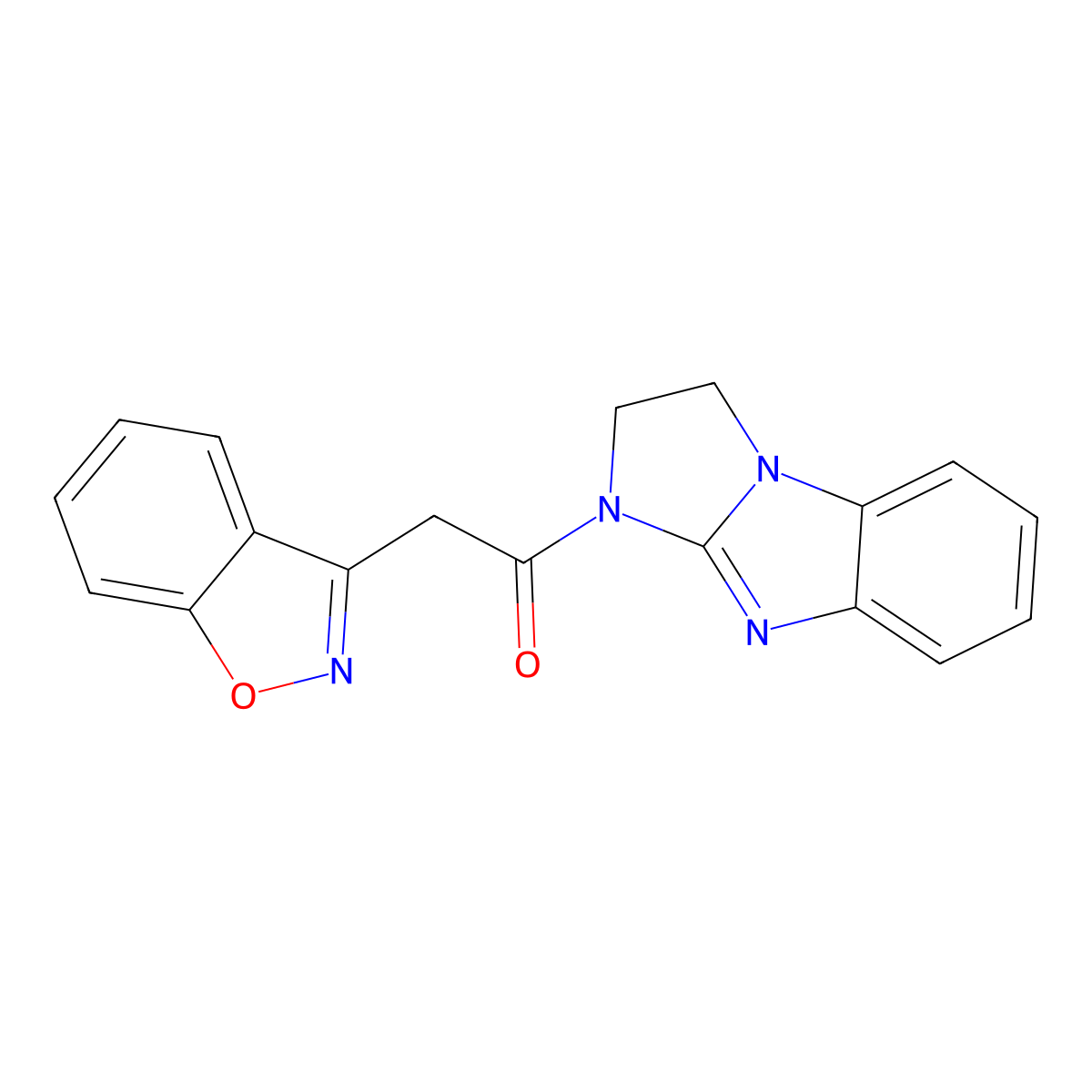 2-(benzo[d]isoxazol-3-yl)-1-(2,3-dihydro-1H-benzo[d]imidazo[1,2-a]imidazol-1-yl)ethanone molecular structure, CAS 1203217-06-4