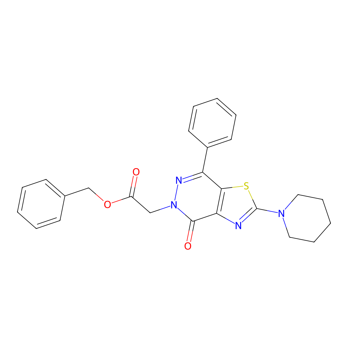 benzyl 2-(4-oxo-7-phenyl-2-(piperidin-1-yl)thiazolo[4,5-d]pyridazin-5(4H)-yl)acetate molecular structure, CAS 1203217-42-8