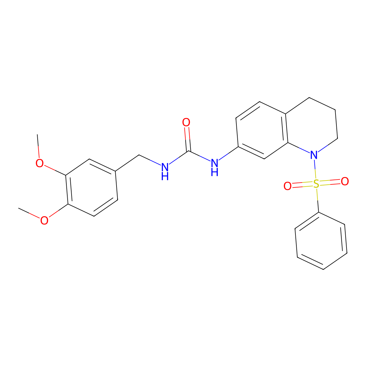 1-(3,4-Dimethoxybenzyl)-3-(1-(phenylsulfonyl)-1,2,3,4-tetrahydroquinolin-7-yl)urea molecular structure, CAS 1203218-12-5
