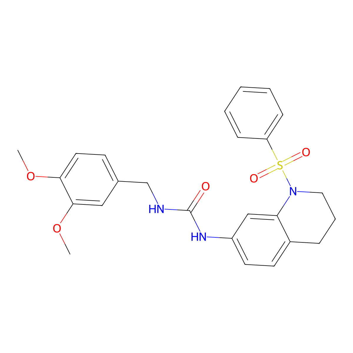1-(3,4-Dimethoxybenzyl)-3-(1-(phenylsulfonyl)-1,2,3,4-tetrahydroquinolin-7-yl)urea molecular structure, CAS 1203218-12-5