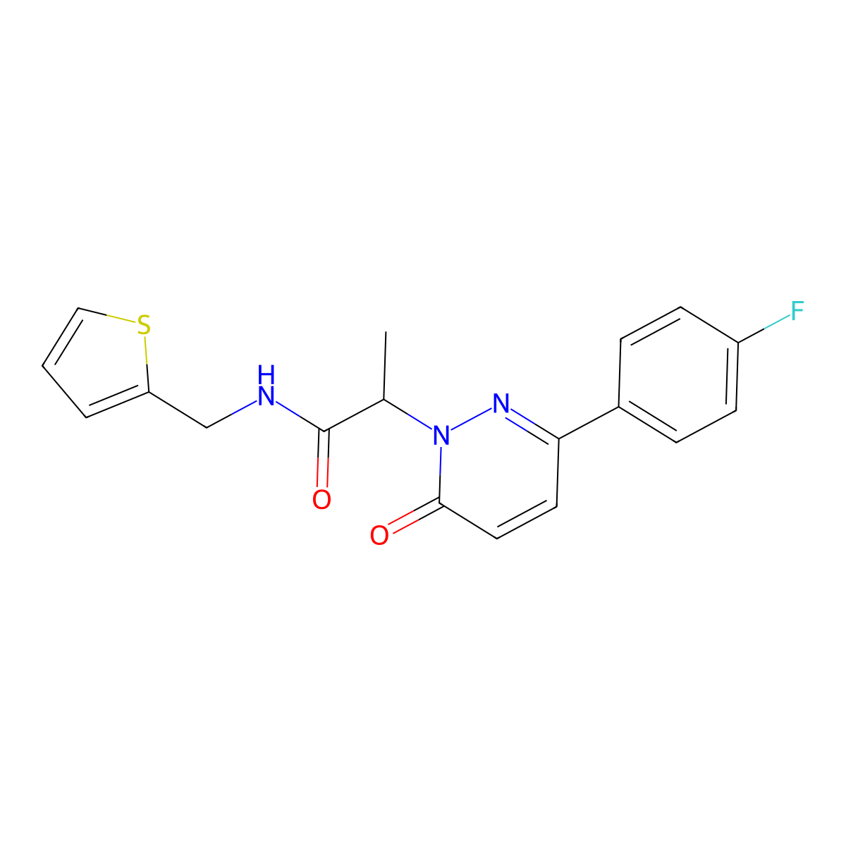 2-(3-(4-fluorophenyl)-6-oxopyridazin-1(6H)-yl)-N-(thiophen-2-ylmethyl)propanamide molecular structure, CAS 1203218-48-7