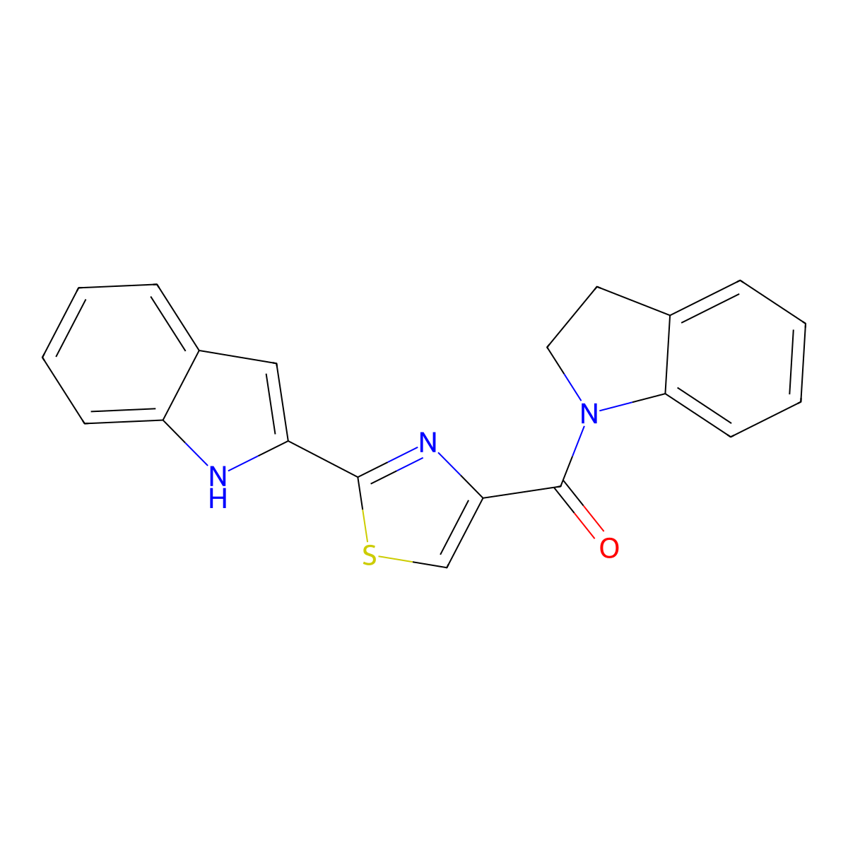 2-[4-(2,3-dihydro-1H-indole-1-carbonyl)-1,3-thiazol-2-yl]-1H-indole molecular structure, CAS 1203219-35-5