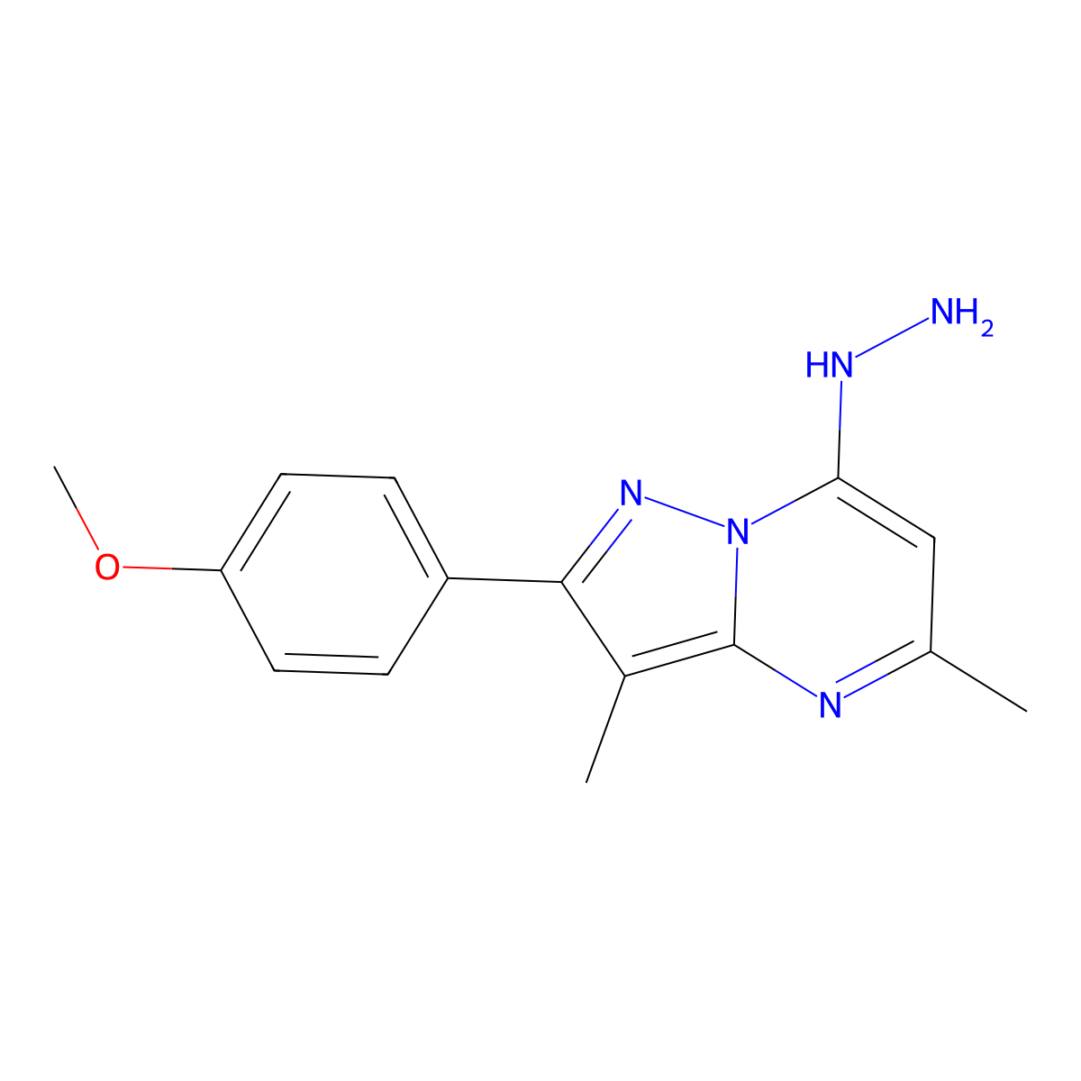 7-Hydrazinyl-2-(4-methoxyphenyl)-3,5-dimethylpyrazolo[1,5-a]pyrimidine molecular structure, CAS 1203219-55-9
