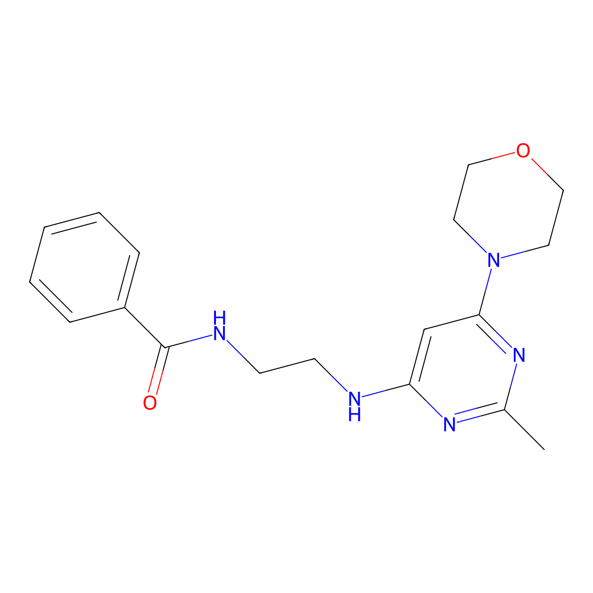 N-(2-((2-methyl-6-morpholinopyrimidin-4-yl)amino)ethyl)benzamide molecular structure, CAS 1203219-92-4
