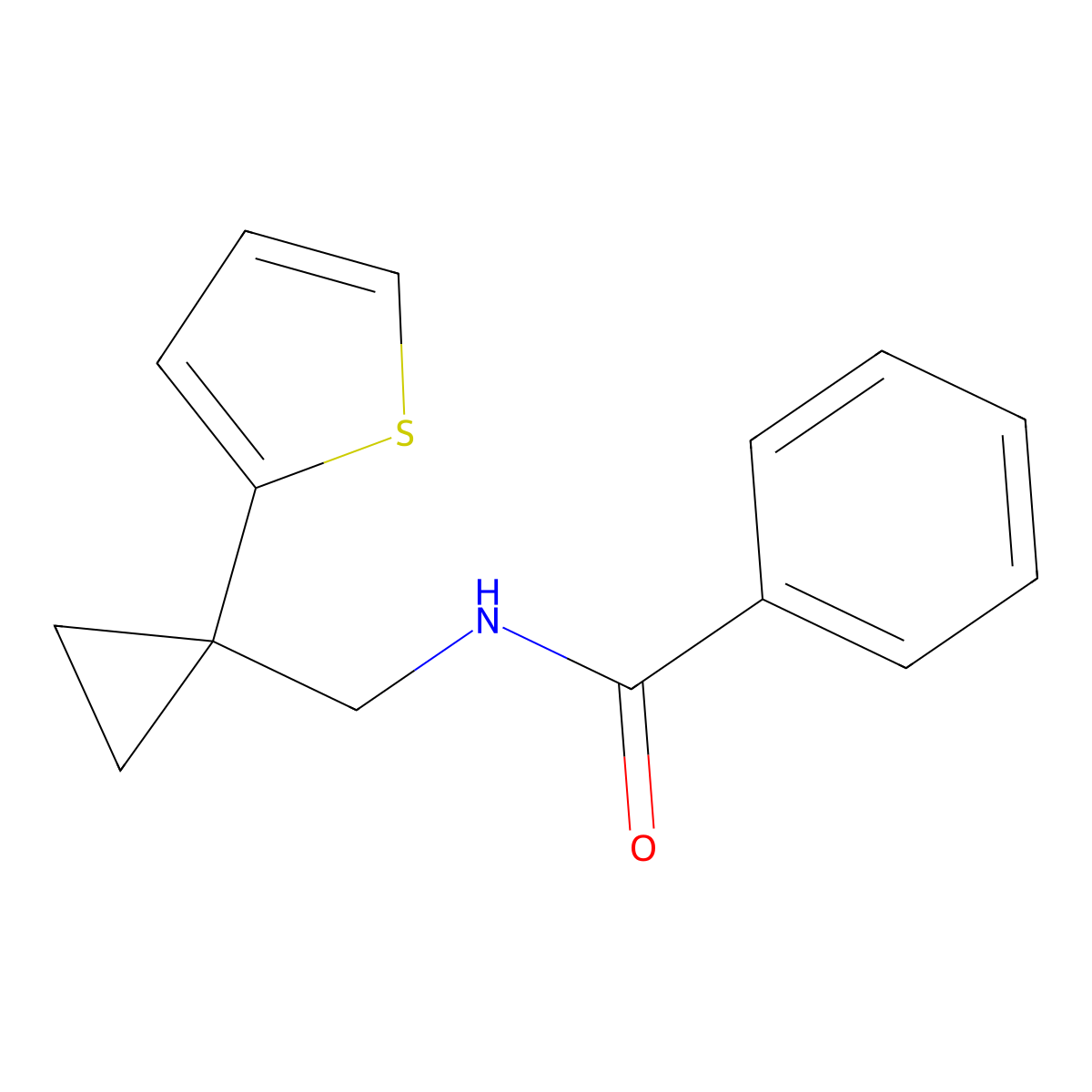 N-((1-(thiophen-2-yl)cyclopropyl)methyl)benzamide molecular structure, CAS 1203220-04-5