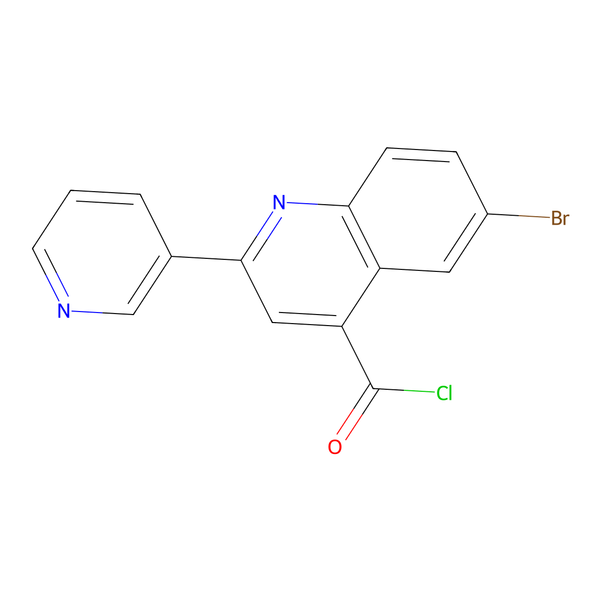 6-Bromo-2-pyridin-3-ylquinoline-4-carbonyl chloride hydrochloride molecular structure, CAS 1203220-43-2
