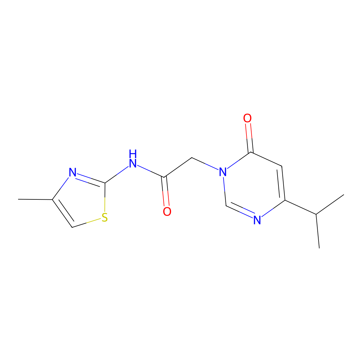 2-(4-isopropyl-6-oxopyrimidin-1(6H)-yl)-N-(4-methylthiazol-2-yl)acetamide molecular structure, CAS 1203220-63-6