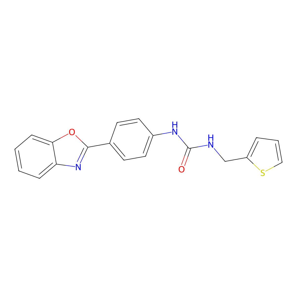 1-(4-(Benzo[d]oxazol-2-yl)phenyl)-3-(thiophen-2-ylmethyl)urea molecular structure, CAS 1203220-67-0