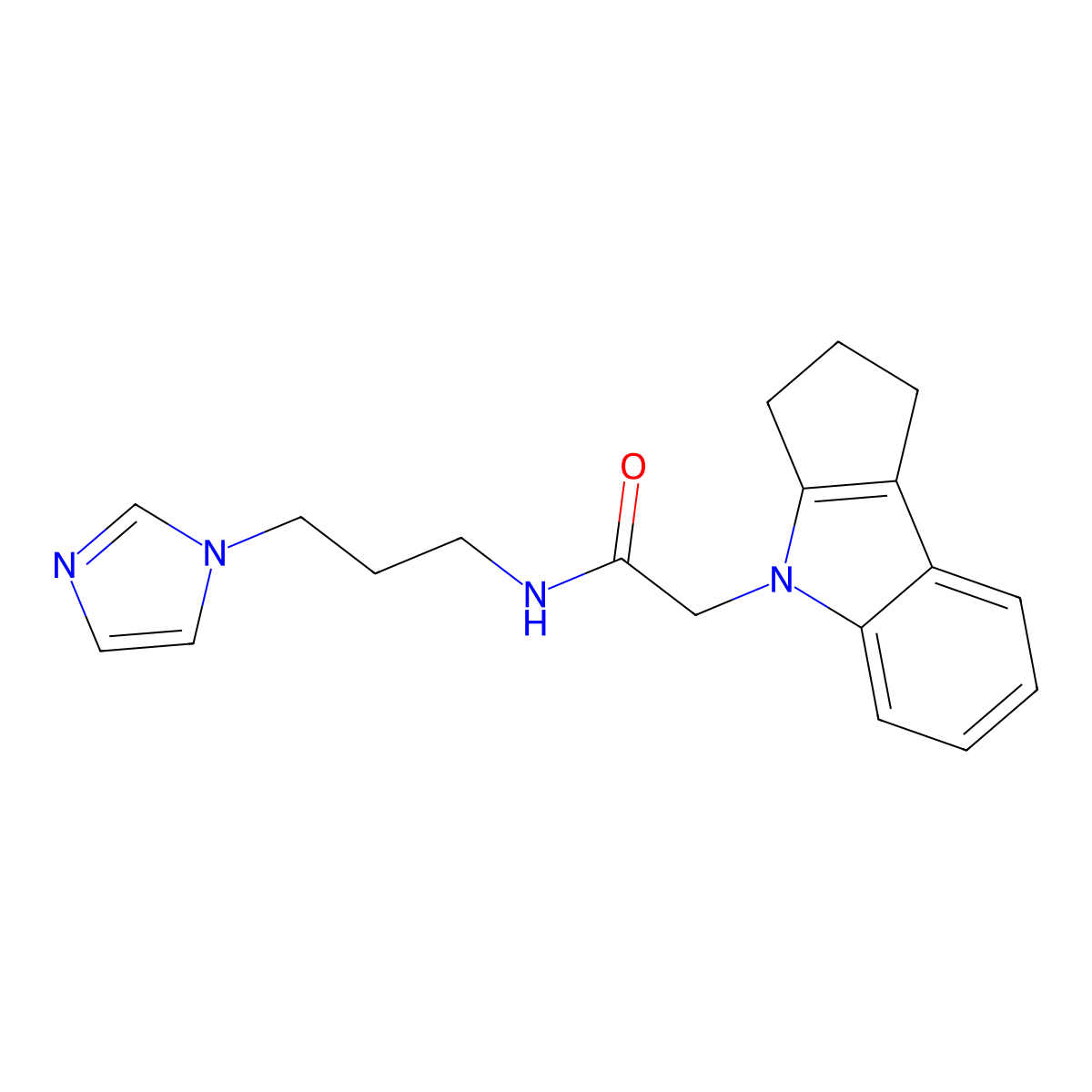 N-(3-(1H-imidazol-1-yl)propyl)-2-(2,3-dihydrocyclopenta[b]indol-4(1H)-yl)acetamide molecular structure, CAS 1203220-74-9