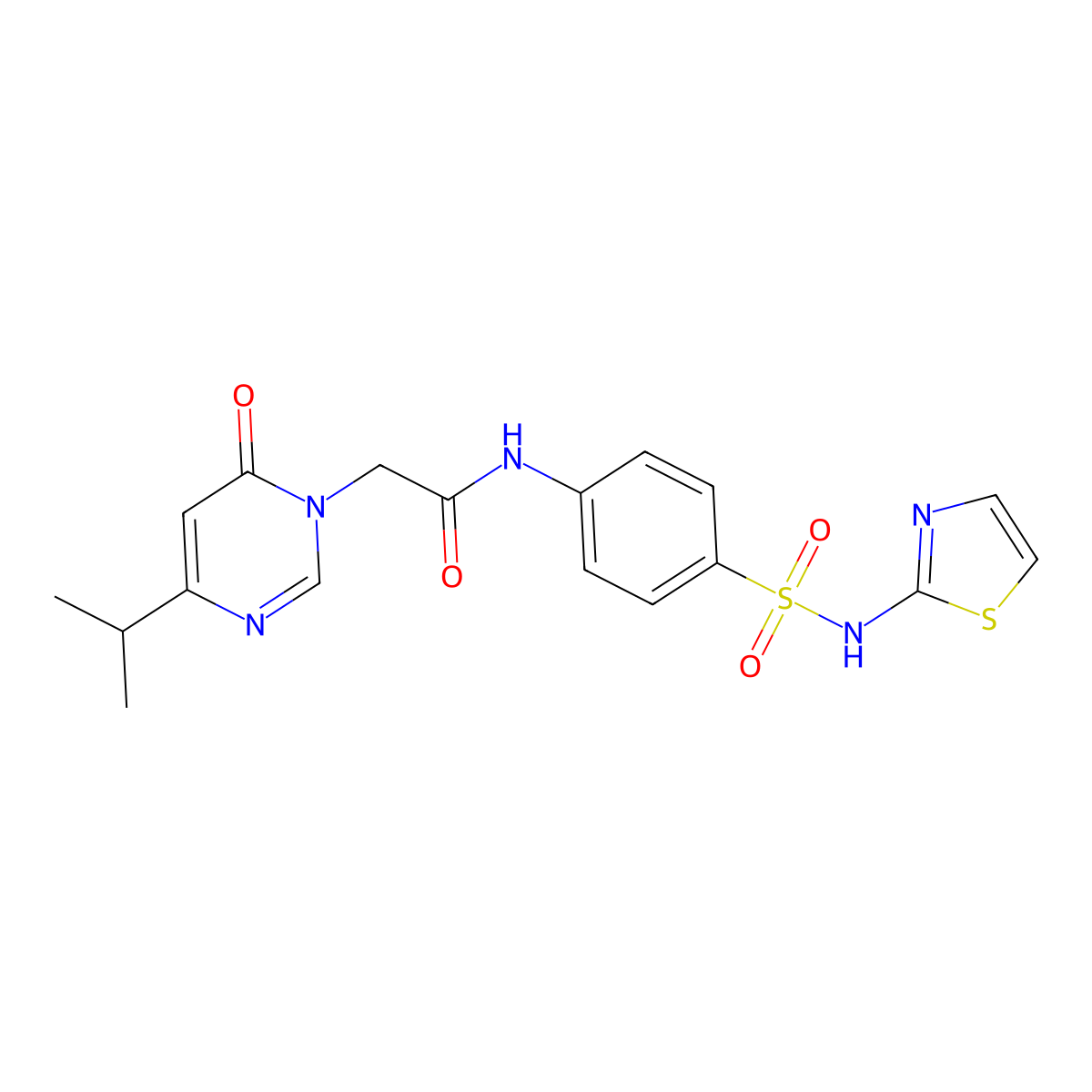 2-(4-isopropyl-6-oxopyrimidin-1(6H)-yl)-N-(4-(N-(thiazol-2-yl)sulfamoyl)phenyl)acetamide molecular structure, CAS 1203222-04-1