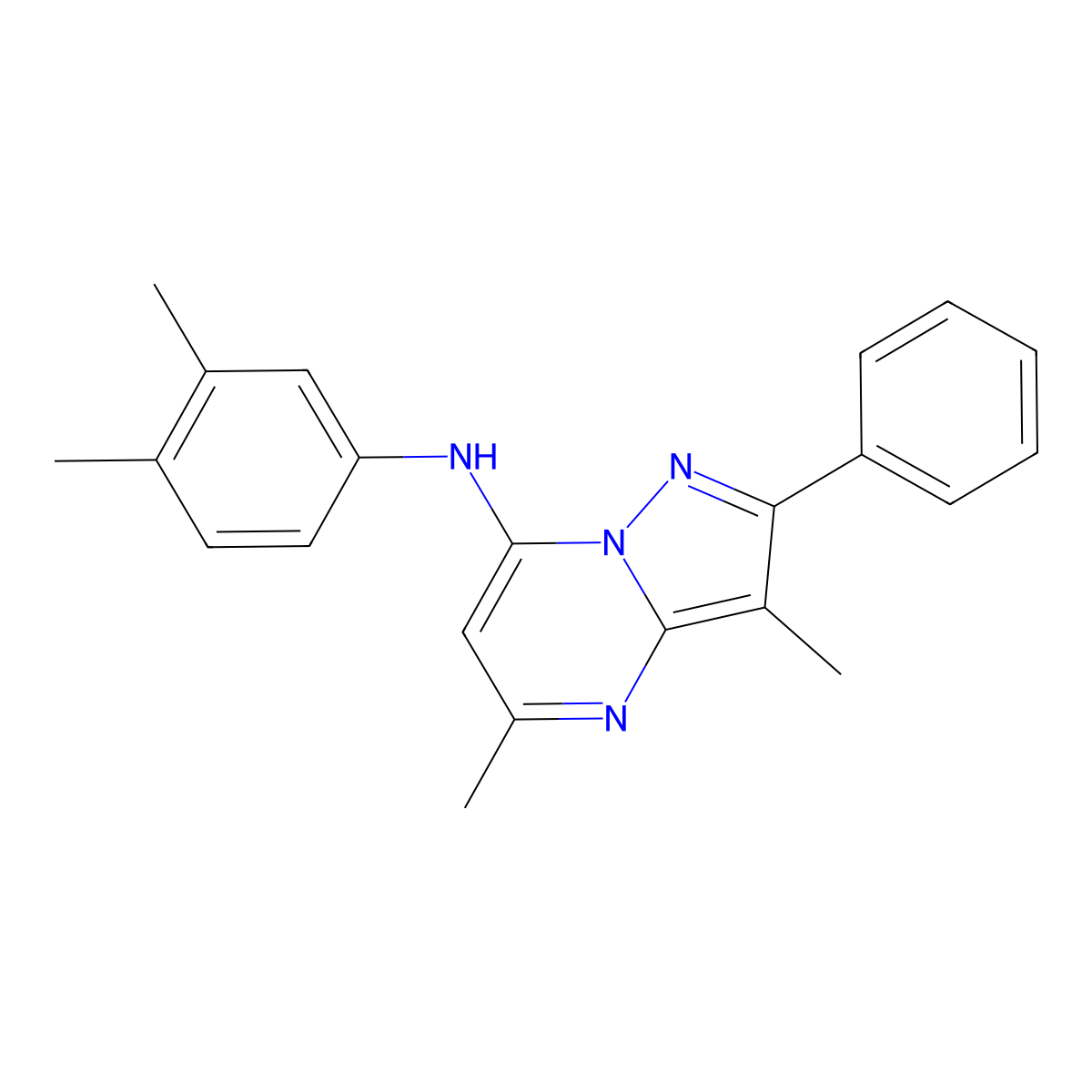 N-(3,4-dimethylphenyl)-3,5-dimethyl-2-phenylpyrazolo[1,5-a]pyrimidin-7-amine molecular structure, CAS 1203222-99-4