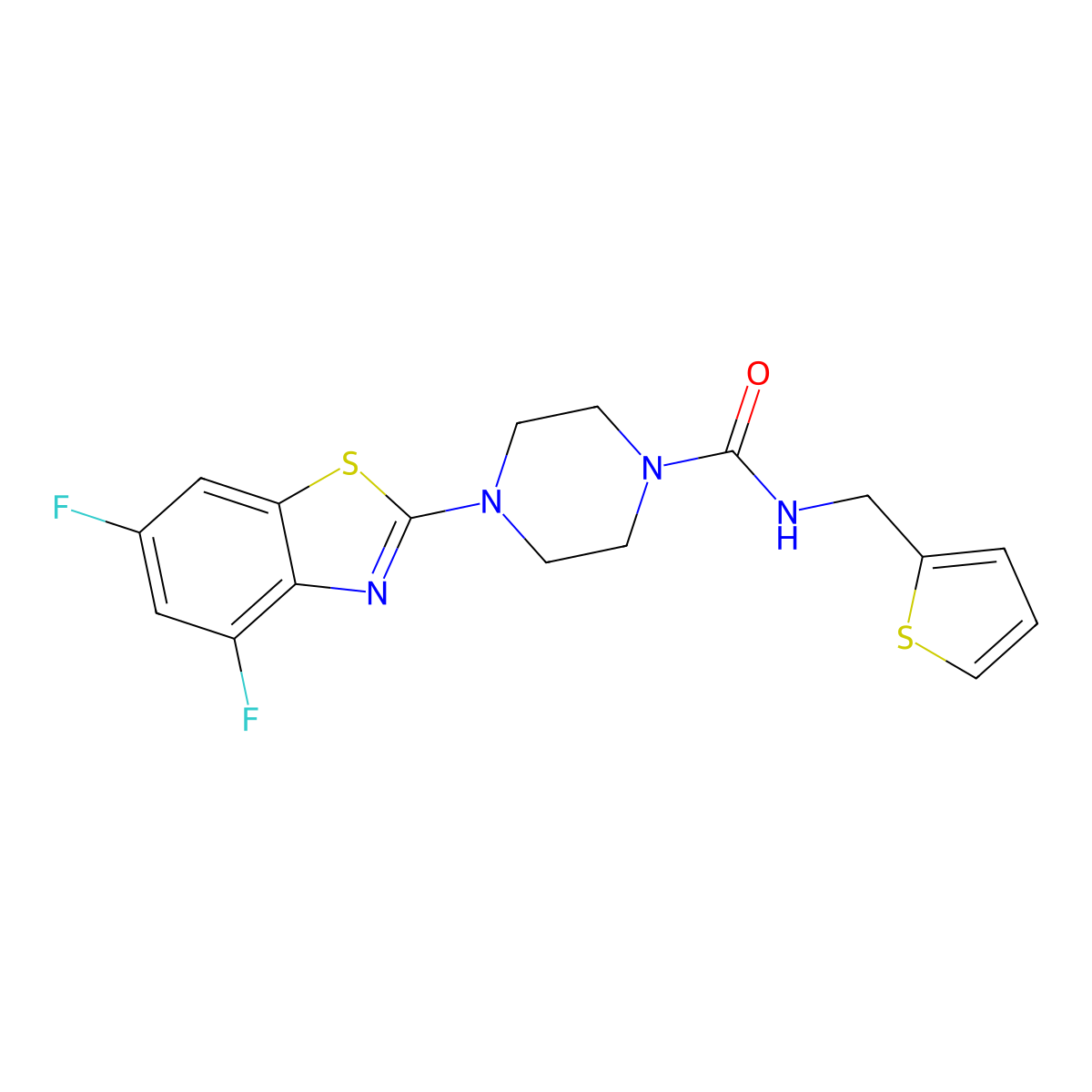 4-(4,6-difluorobenzo[d]thiazol-2-yl)-N-(thiophen-2-ylmethyl)piperazine-1-carboxamide molecular structure, CAS 1203224-03-6
