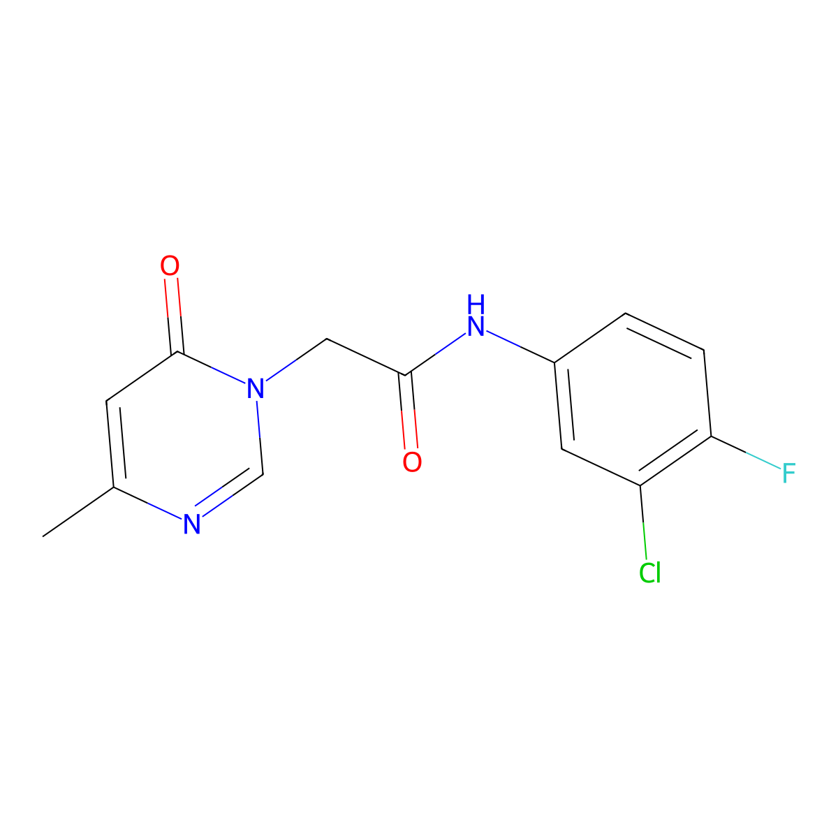 N-(3-chloro-4-fluorophenyl)-2-(4-methyl-6-oxopyrimidin-1(6H)-yl)acetamide molecular structure, CAS 1203224-07-0