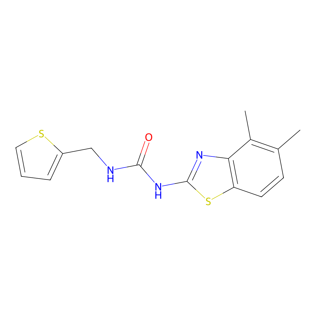 1-(4,5-Dimethylbenzo[d]thiazol-2-yl)-3-(thiophen-2-ylmethyl)urea molecular structure, CAS 1203224-24-1
