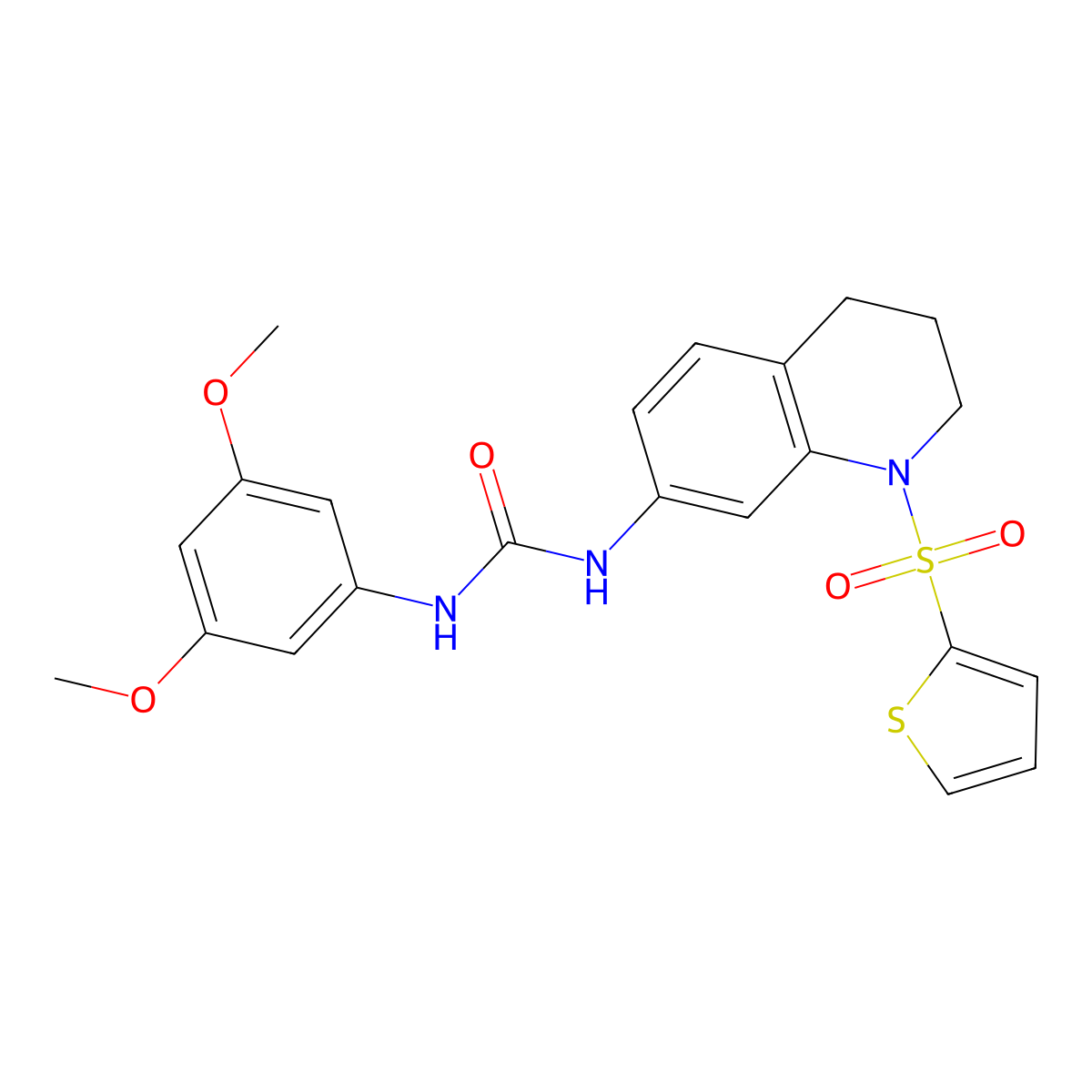 1-(3,5-Dimethoxyphenyl)-3-(1-(thiophen-2-ylsulfonyl)-1,2,3,4-tetrahydroquinolin-7-yl)urea molecular structure, CAS 1203224-39-8