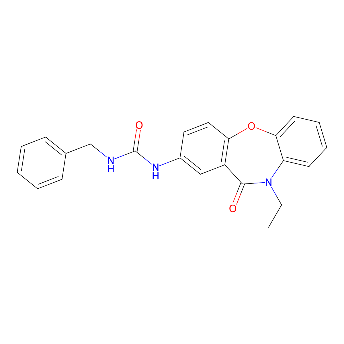 1-Benzyl-3-(10-ethyl-11-oxo-10,11-dihydrodibenzo[b,f][1,4]oxazepin-2-yl)urea molecular structure, CAS 1203224-59-2