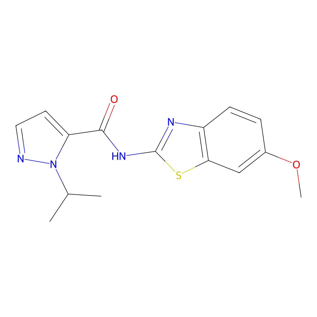1-isopropyl-N-(6-methoxybenzo[d]thiazol-2-yl)-1H-pyrazole-5-carboxamide molecular structure, CAS 1203225-64-2
