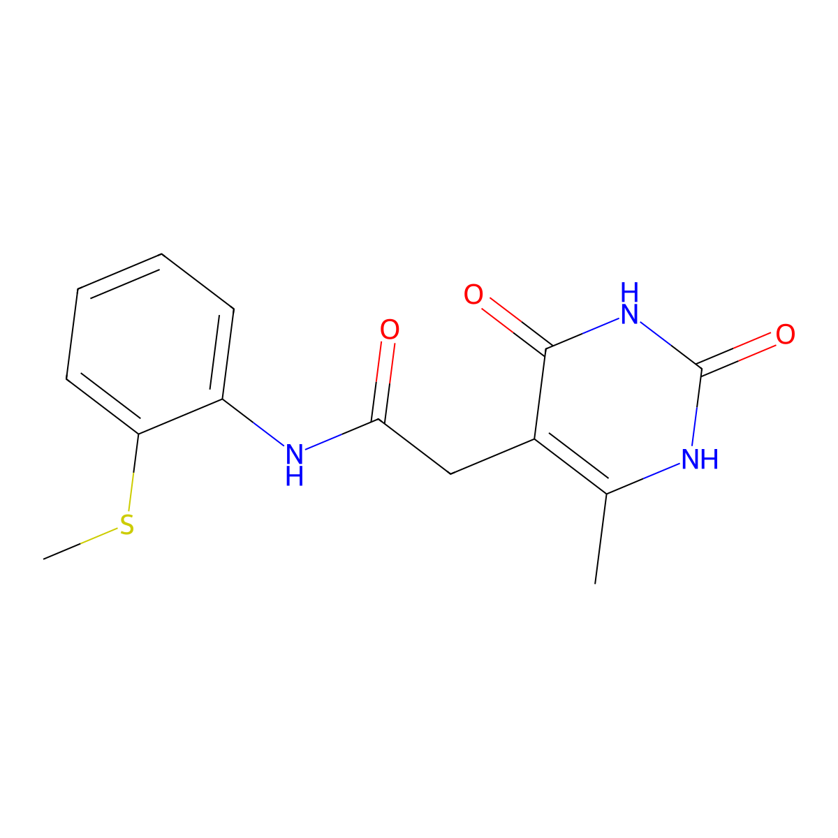 2-(6-methyl-2,4-dioxo-1,2,3,4-tetrahydropyrimidin-5-yl)-N-(2-(methylthio)phenyl)acetamide molecular structure, CAS 1203226-55-4