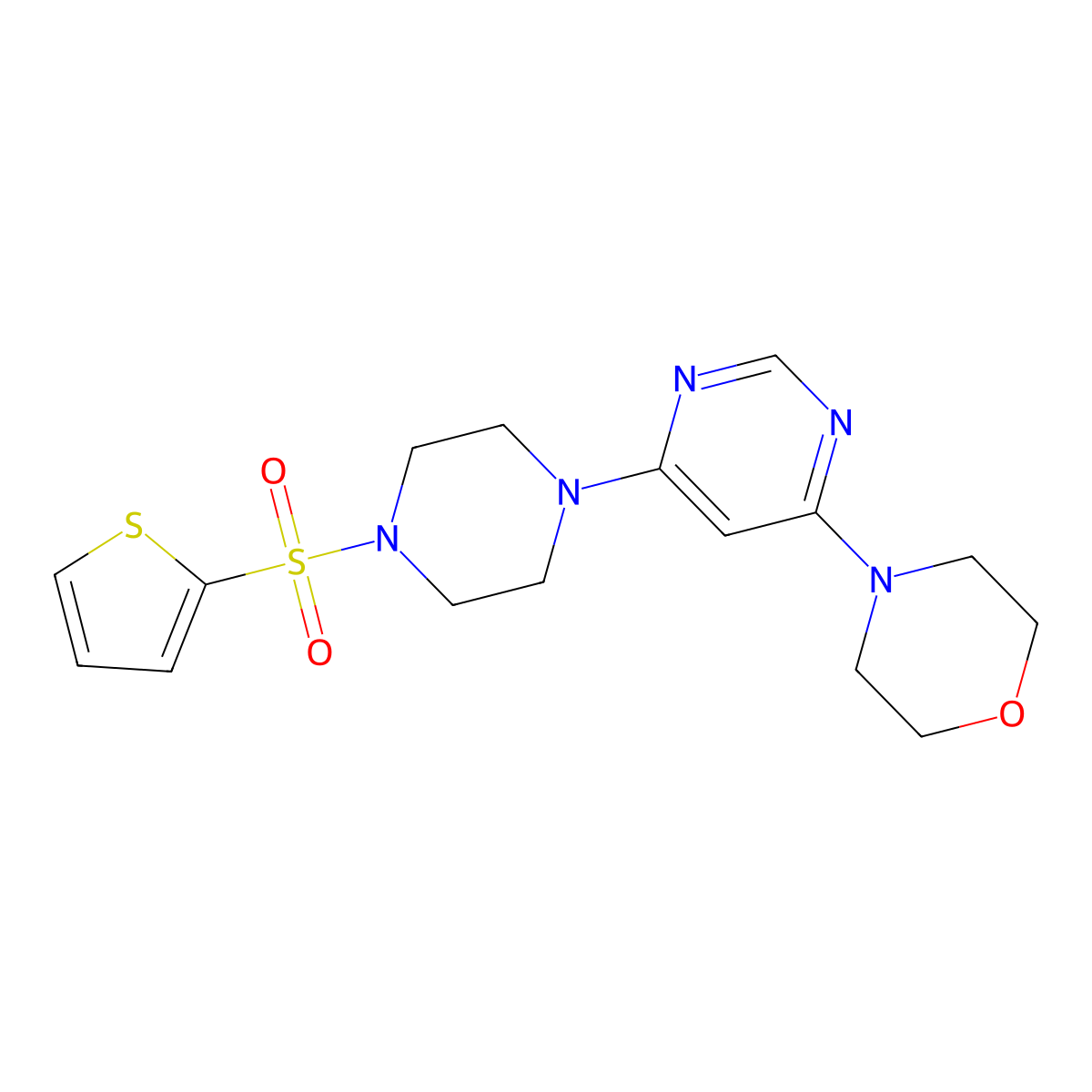 4-(6-(4-(Thiophen-2-ylsulfonyl)piperazin-1-yl)pyrimidin-4-yl)morpholine molecular structure, CAS 1203226-92-9