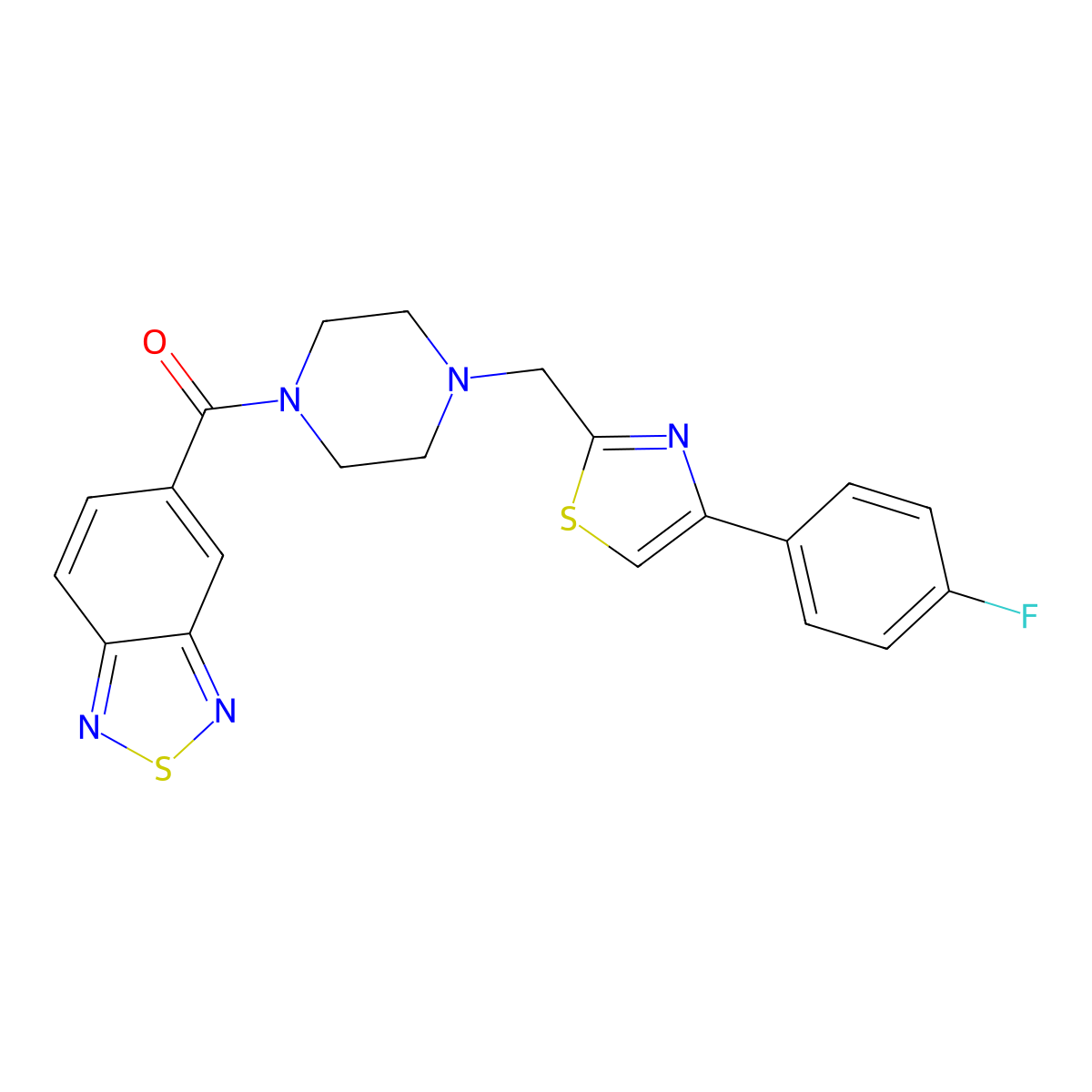 Benzo[c][1,2,5]thiadiazol-5-yl(4-((4-(4-fluorophenyl)thiazol-2-yl)methyl)piperazin-1-yl)methanone molecular structure, CAS 1203227-32-0