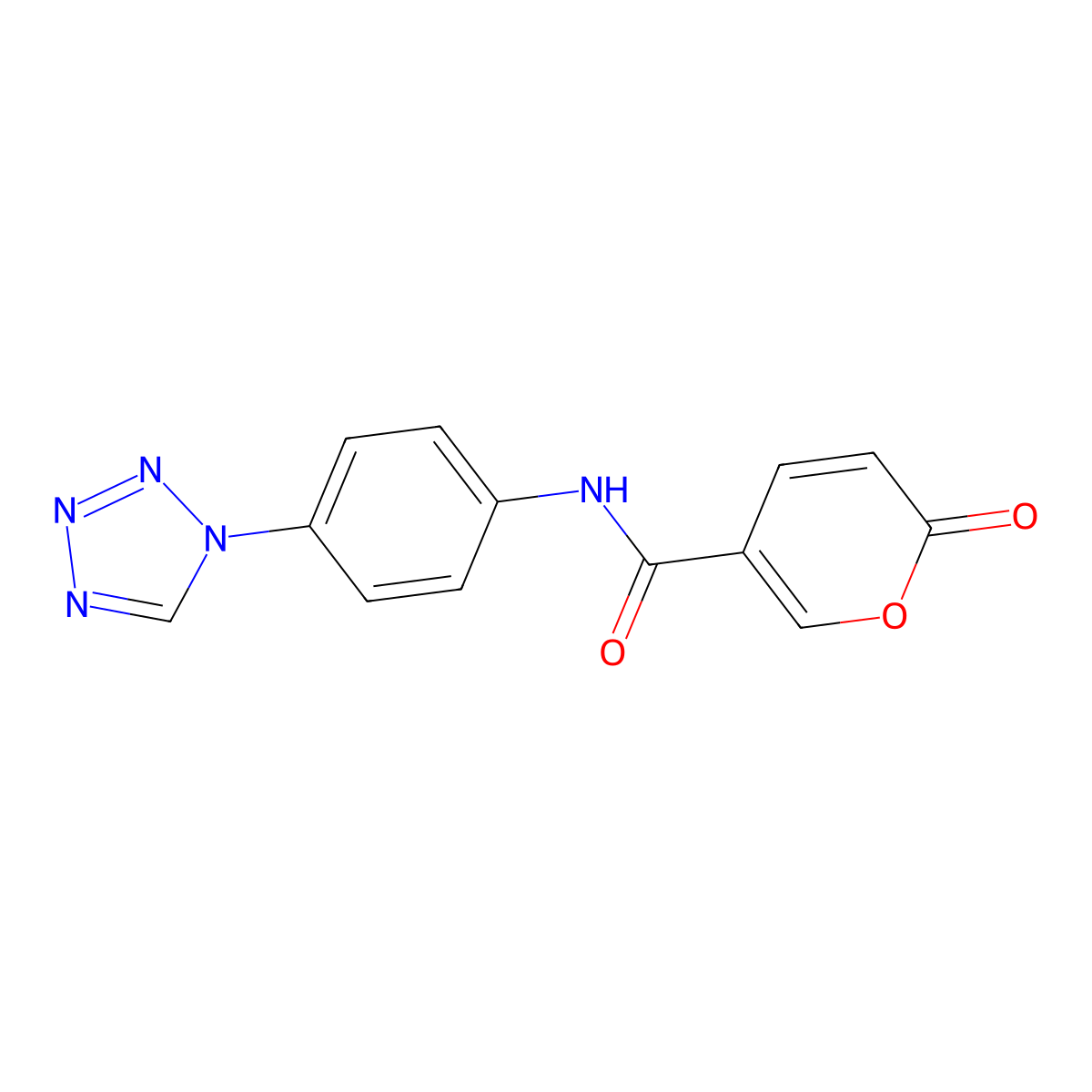 N-(4-(1H-tetrazol-1-yl)phenyl)-2-oxo-2H-pyran-5-carboxamide molecular structure, CAS 1203229-51-9
