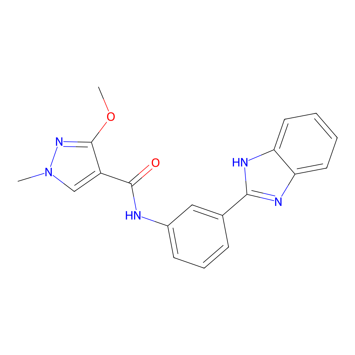 N-(3-(1H-benzo[d]imidazol-2-yl)phenyl)-3-methoxy-1-methyl-1H-pyrazole-4-carboxamide molecular structure, CAS 1203230-02-7
