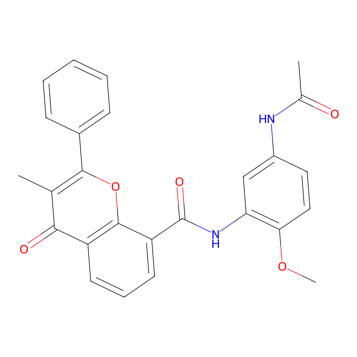 N-[5-(acetylamino)-2-methoxyphenyl]-3-methyl-4-oxo-2-phenyl-4H-chromene-8-carboxamide molecular structure, CAS 1203230-09-4
