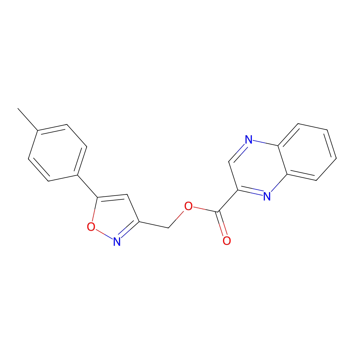 (5-(p-Tolyl)isoxazol-3-yl)methyl quinoxaline-2-carboxylate molecular structure, CAS 1203230-14-1