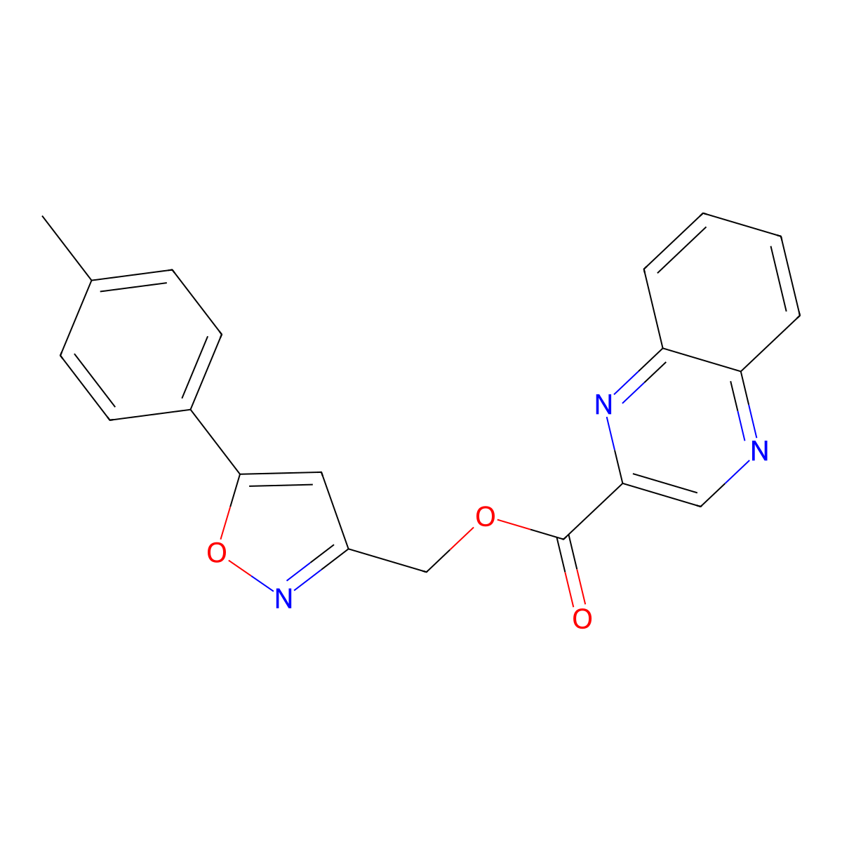 (5-(p-Tolyl)isoxazol-3-yl)methyl quinoxaline-2-carboxylate molecular structure, CAS 1203230-14-1