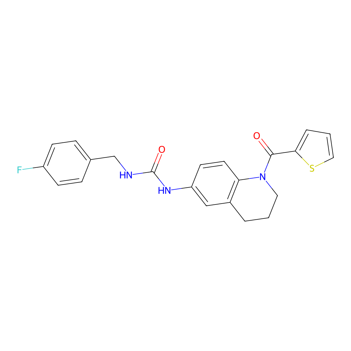 1-(4-Fluorobenzyl)-3-(1-(thiophene-2-carbonyl)-1,2,3,4-tetrahydroquinolin-6-yl)urea molecular structure, CAS 1203231-55-3
