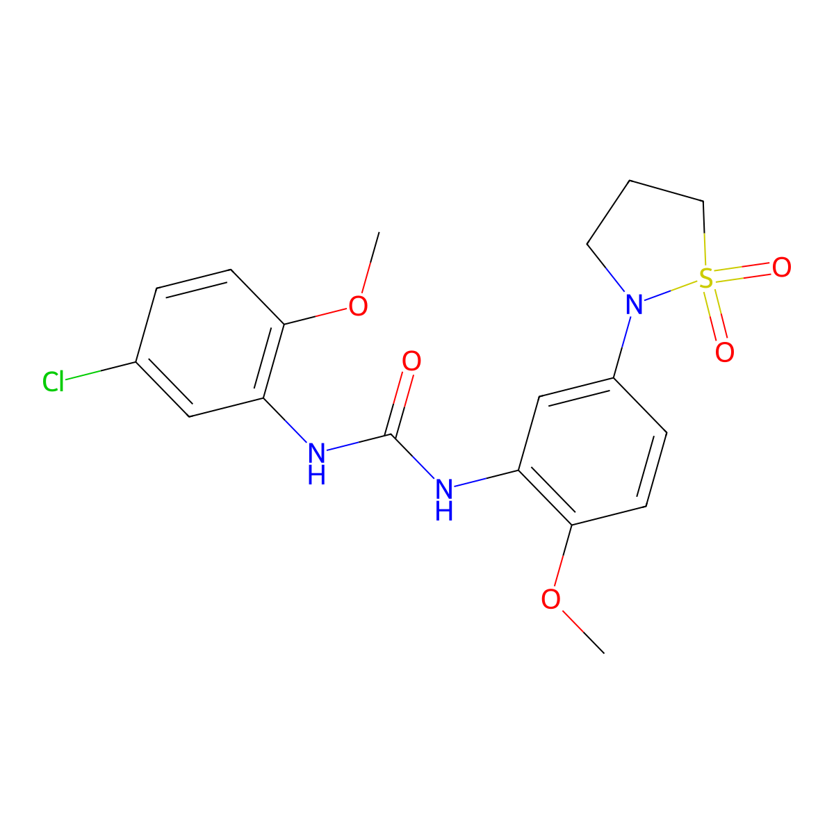 1-(5-Chloro-2-methoxyphenyl)-3-(5-(1,1-dioxidoisothiazolidin-2-yl)-2-methoxyphenyl)urea molecular structure, CAS 1203233-77-5