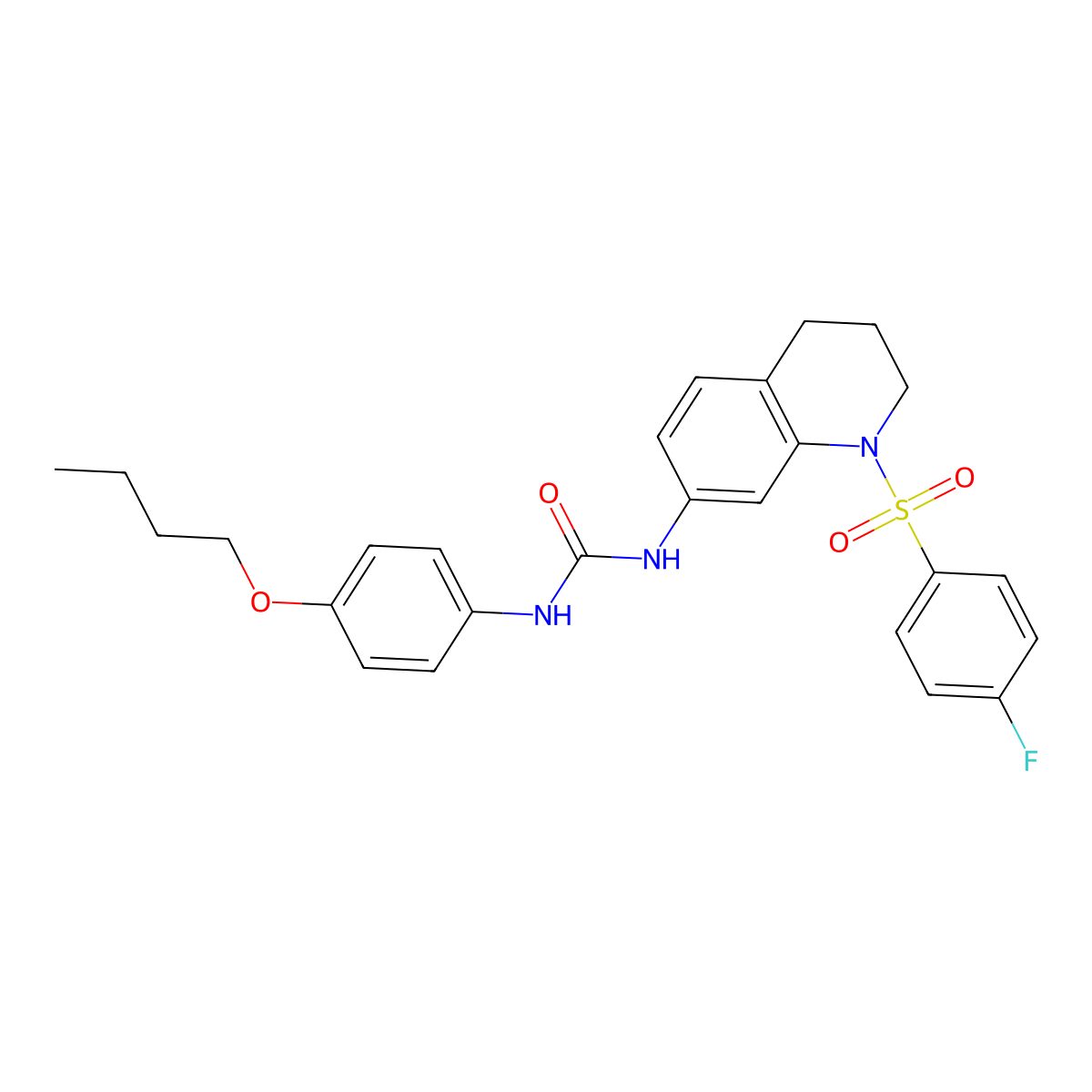 1-(4-Butoxyphenyl)-3-(1-((4-fluorophenyl)sulfonyl)-1,2,3,4-tetrahydroquinolin-7-yl)urea molecular structure, CAS 1203234-42-7
