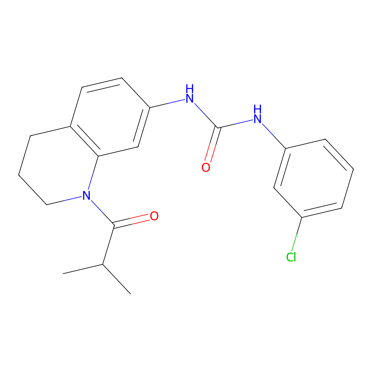 1-(3-Chlorophenyl)-3-(1-isobutyryl-1,2,3,4-tetrahydroquinolin-7-yl)urea molecular structure, CAS 1203234-57-4