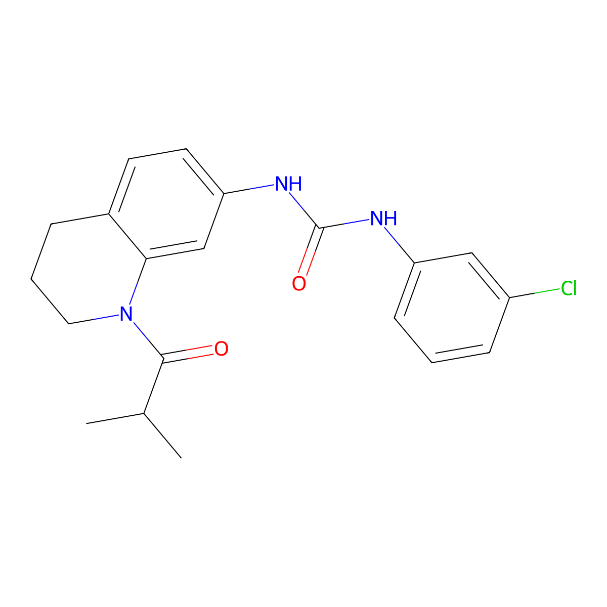 1-(3-Chlorophenyl)-3-(1-isobutyryl-1,2,3,4-tetrahydroquinolin-7-yl)urea molecular structure, CAS 1203234-57-4