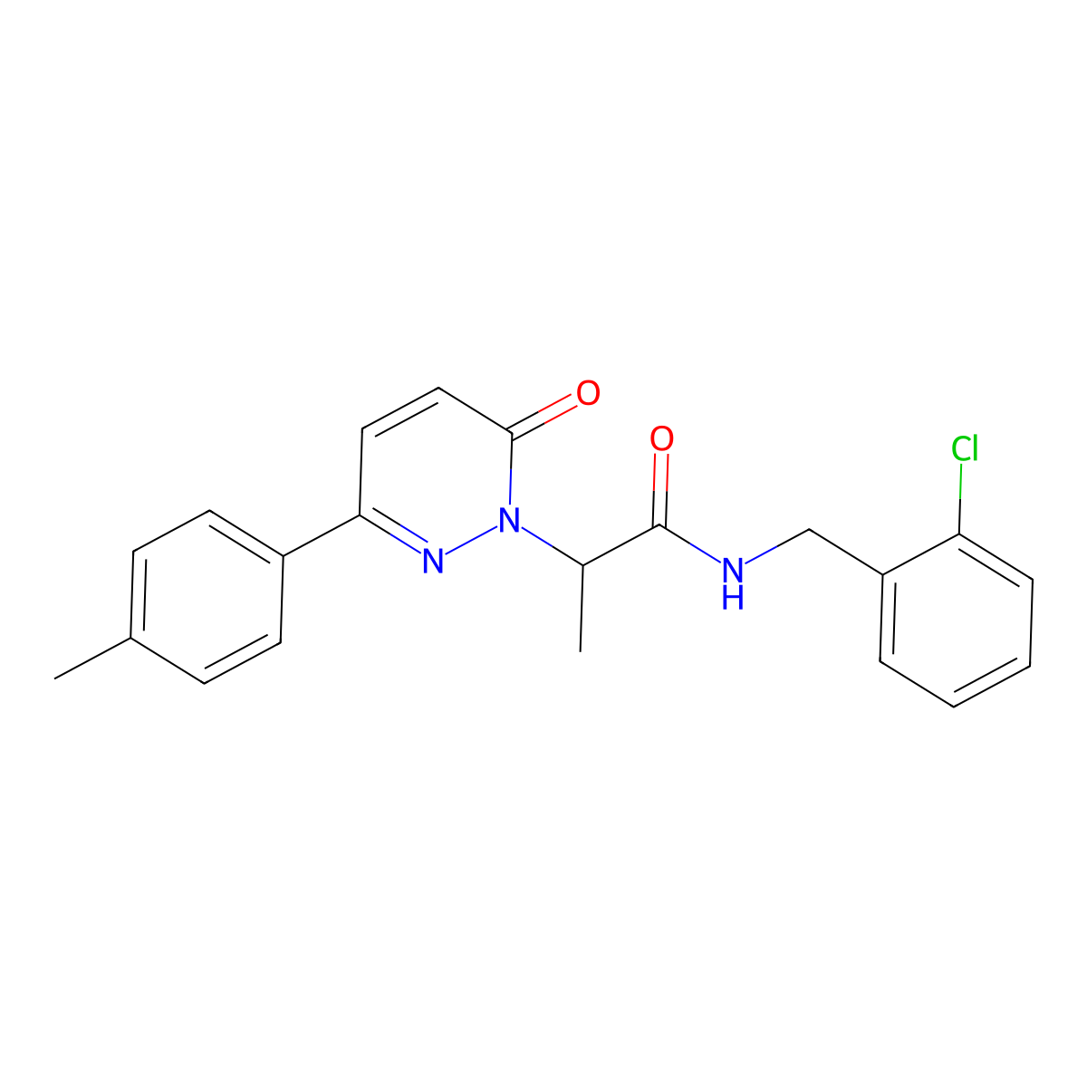 N-(2-chlorobenzyl)-2-(6-oxo-3-(p-tolyl)pyridazin-1(6H)-yl)propanamide molecular structure, CAS 1203235-58-8