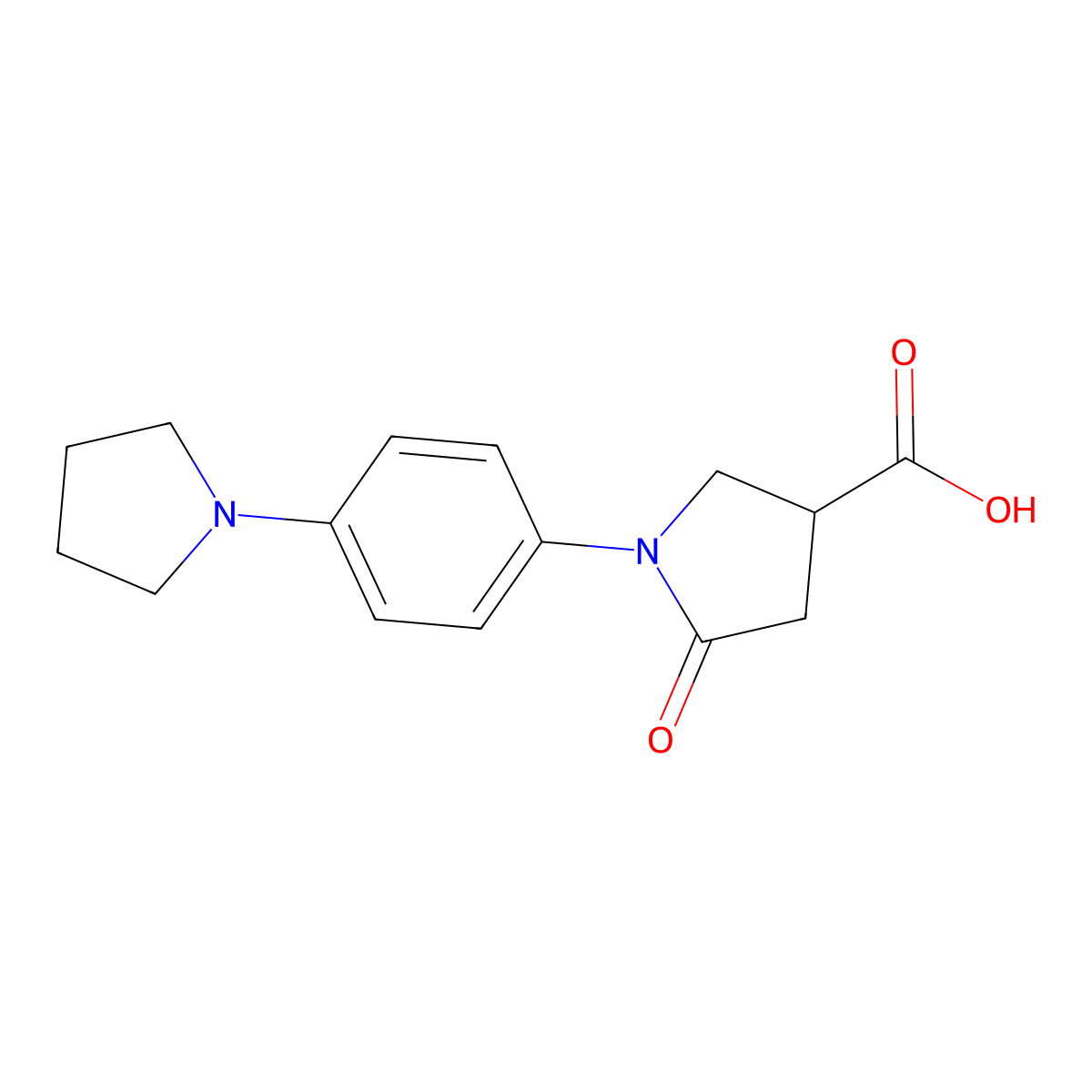 5-Oxo-1-(4-(pyrrolidin-1-yl)phenyl)pyrrolidine-3-carboxylic acid molecular structure, CAS 1203236-27-4