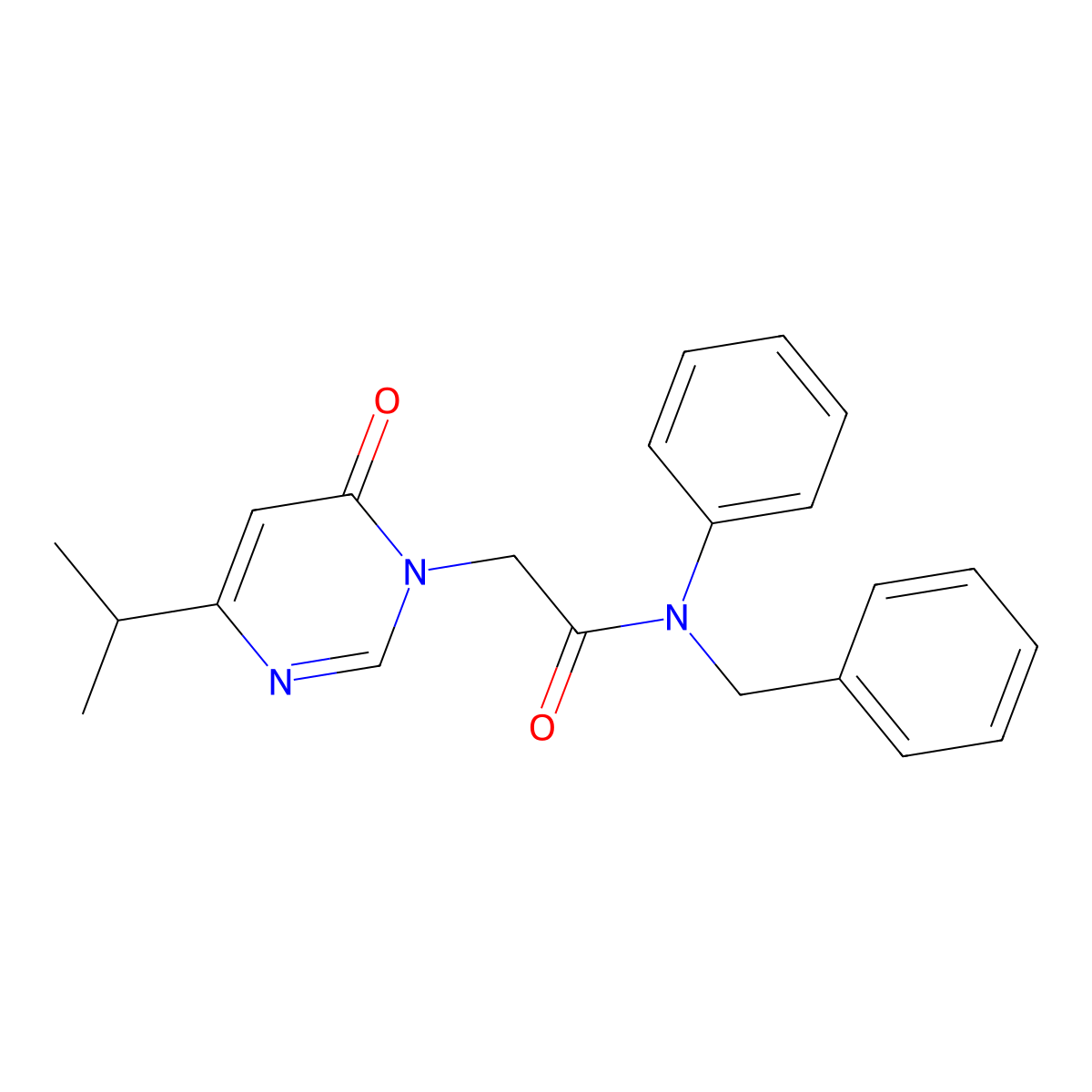 N-benzyl-2-(4-isopropyl-6-oxopyrimidin-1(6H)-yl)-N-phenylacetamide molecular structure, CAS 1203236-34-3