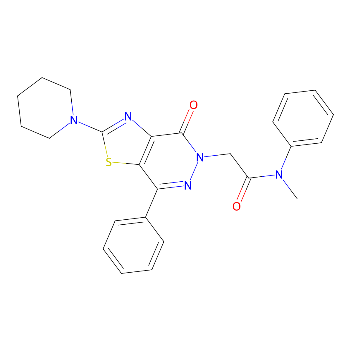 N-methyl-2-(4-oxo-7-phenyl-2-(piperidin-1-yl)thiazolo[4,5-d]pyridazin-5(4H)-yl)-N-phenylacetamide molecular structure, CAS 1203237-28-8