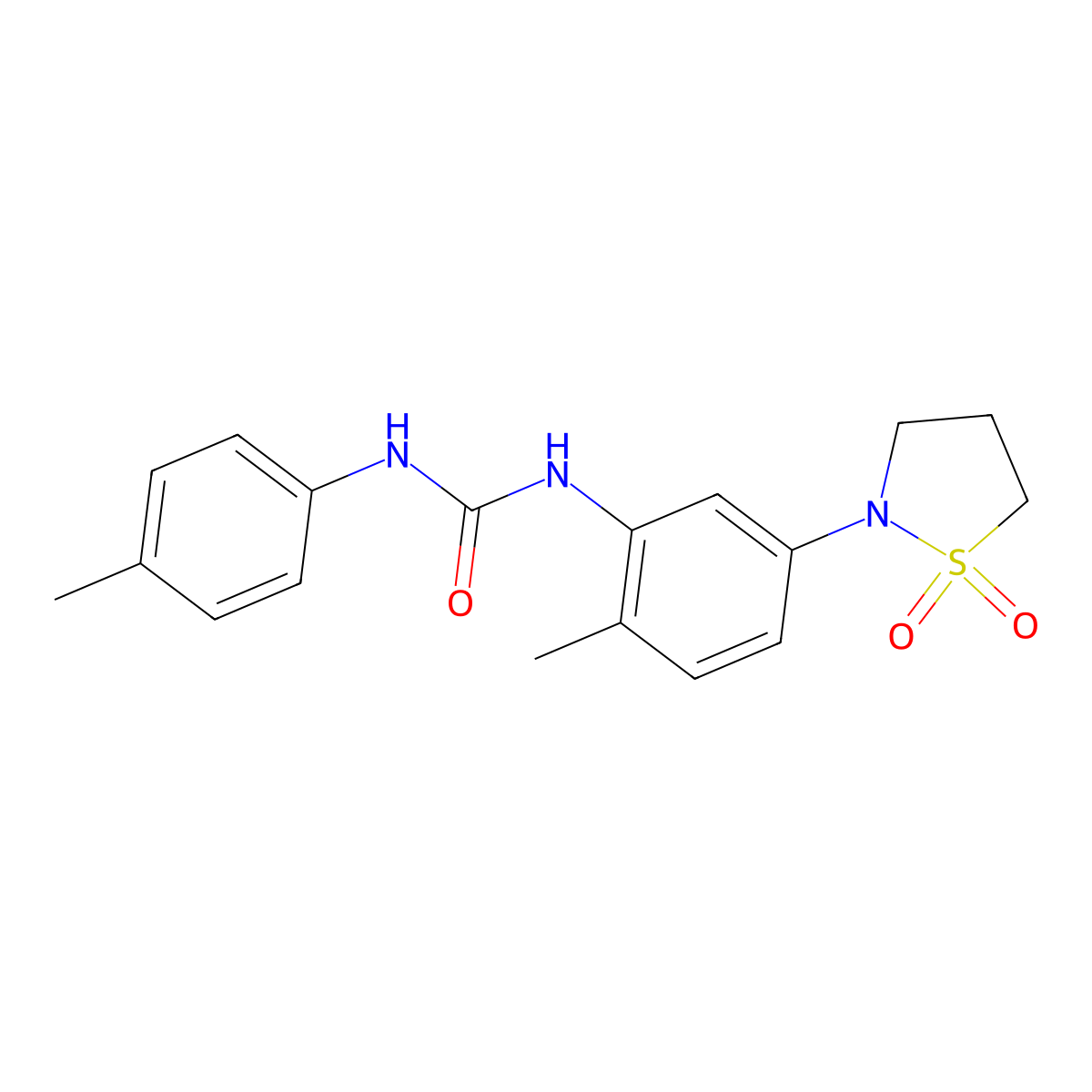 1-(5-(1,1-Dioxidoisothiazolidin-2-yl)-2-methylphenyl)-3-(p-tolyl)urea molecular structure, CAS 1203238-35-0